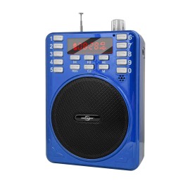 QFX Hooked BT-279 3" Rechargeable PA Speaker System +USB/SD/FM/LED + Headworn Mic - Blue