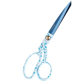 The Quilted Bear Fabric Scissors - 8.5" (21.5cm) Titanium Precision Blade Sharp Heavy Duty Scissors Great as Sewing Scissors for Fabric Cutting & Crafting with Multiple Designs! (Blue Hearts)