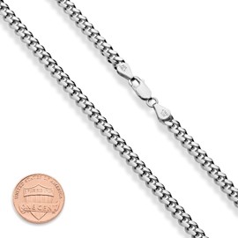 Miabella Italian Heavy 925 Sterling Silver Thick 3.2mm, 5mm, 7mm Curb Cuban Link Chain Necklace for Men Made in Italy, Length 24 Inches, Sterling Silver, No Gemstone