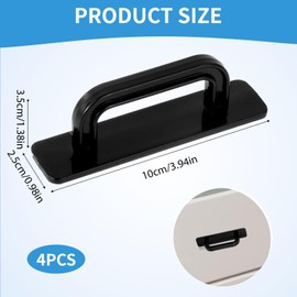 atnayo 4 Pack Peel Stick on Door Handles, PP Material, No Drill (Black)