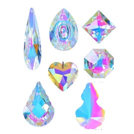 Little Swallow Suncatcher Crystal Hanging Chandelier Parts, Feng Shui Good Luck Item, Rainbow Maker, Crystal Clear Pendant (Octagon)