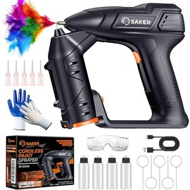 Saker Electric Paint Sprayer for Car Paint Scratch Repair, Cordless Handheld Portable Spray Paint Gun Cabinet, Paint Repair and DIY Dark Blue 1 Gear - Color: Blue three gear configuration