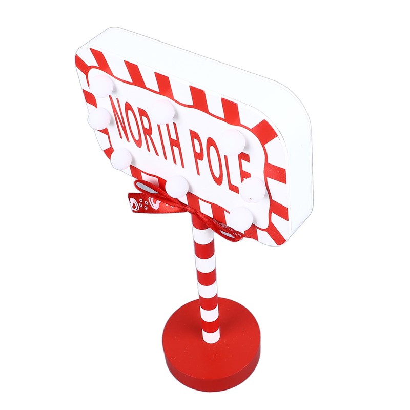 Christmas Stop Here Decor Metal Solid Wood LED Delicate Santa