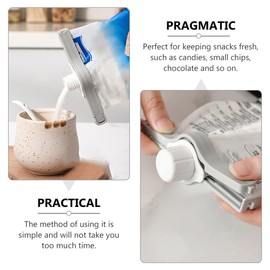 NUOLUX 1 Set Sealing Clip Sealer Food Pouring Sealing Food Vacuum Bag Vacuum Freshness Retention Bag Packet Seal Clip Meatball Storage Chip Bag Clip Pp White 3pcs