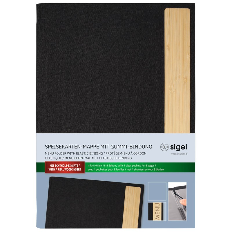 SIGEL SM220 Menu A4 Menu Folder with Rubber Binding, Plastic