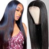 JcziJcx Real Hair Wig Wigs for Black Women Lace Front Wig 4x4 HD Lace Closure Wig Brazilian Human Hair Wig With Baby Hair Natural Colour Glueless Wig 150% Density 16 Inches