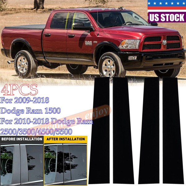 liangren Pillar Post Decal Trim for Dodge Ram 2009-2018 (Crew