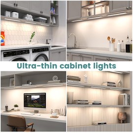 MYPLUS Under Cabinet Lighting Kit with 5 CCT, LED 3 Pcs 12 Inch Bluetooth Plug-in Light Bars, Super Bright 6.2W, 900 Lumens, Undercabinet Counter Lights for Kitchen