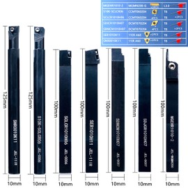 RupXinSplend Lathe Turning-Tools Threading Holder 21pcs - Metal Lathe Cutting Tools 7pcs 3/8" Turning Holders Boring Bars+14pcs Indexable Carbide Inserts Golden for Lathe Tools