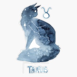 Leyland Designs Zodiac Cat - Taurus Sticker Outdoor Rated Vinyl Sticker Decal for Windows, Bumpers, Laptops or Crafts 5"