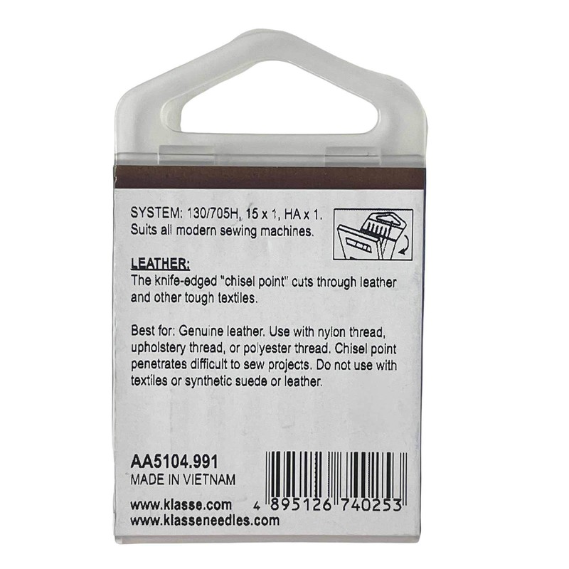 Klasse Leather Needles, Assorted 80 and 90, 1 Pack, 6pcs,