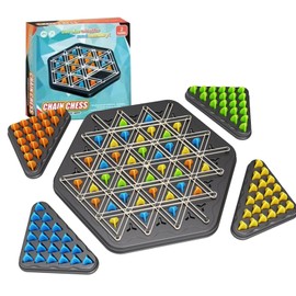 titioffice Triggle Game Large, Chains Triangle Chess Game Elastic Band Chains Board Game Table Game Funny Interactive Logic Game for Children Adults Families 2-4 People