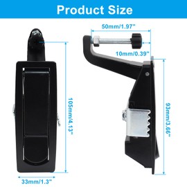 Bonsicoky 2 Pcs Compression Latch Lock, Zinc Alloy Trigger Latch Lock Adjustable Lever Hand Operated Compression Latch with Raised Trigger, keyless(Black)