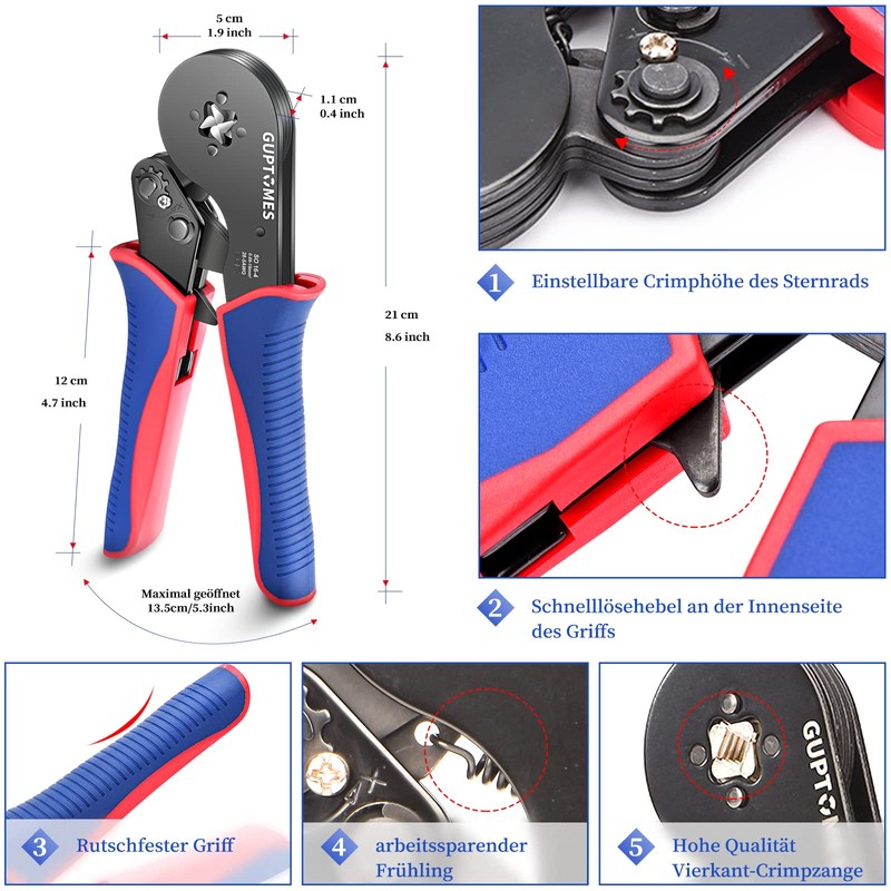 Wire End Ferrules Set GUPTOMES Crimping Pliers Set 0.08-16mm2 Wire