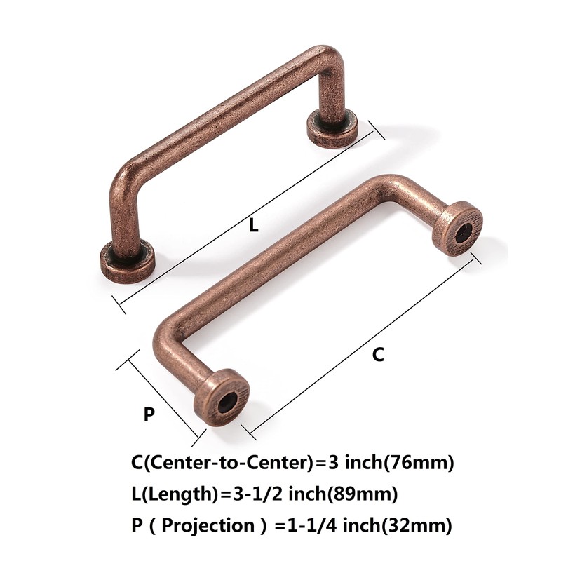 khtumeware 10 Pack 3 inch Hole Center Antique Copper Cabinet