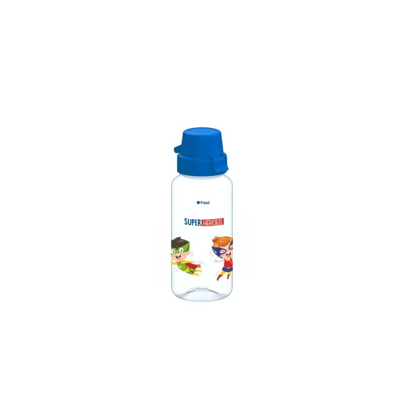 Bambini Superheroes 400ml Tritan Kids Water Bottle with Blue Flip