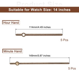 sourcing map 5 Set Wooden Clock Hands Only,Walnut Wood Clock Hands Clock Kit for Clock DIY Repair Part Replacement Fit for 14 Inch Wall Clock, 5.87 Inches