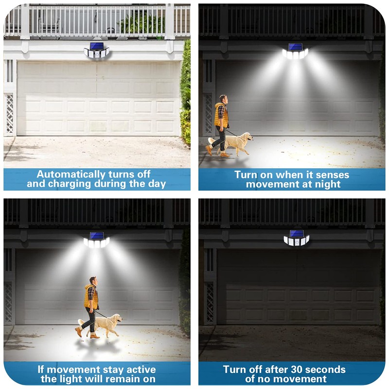 AmeriTop Solar Lights Outdoor 300 LED 6500K Motion Sensor Lights
