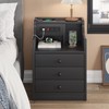 ADORNEVE Nightstand with Charging Station,Black Night Stand for Bedroom,End Table