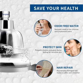 Kangbet Filtered Shower Head | High Pressure Shower - Filter for Hard Water | Reduces Impurities | Stops Hair Loss, Soothes Dry Skin & Scalp - Chrome