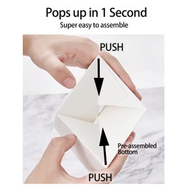 Happyhiram Cupcake Boxes 50 Pcs White Individual Cupcake Box, Single Container Cardboard Holders with Insert and Window for Muffins Cocoa Bombs Packaging Togo Boxes for Birthdays Showers Party Favors