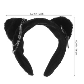 Healeved Punk Cat Ears Headband with Chain Detail Comfortable Cosplay Accessory for Festivals Parties Lightweight Hairband for Daily Wear Unique Animal Ear Design