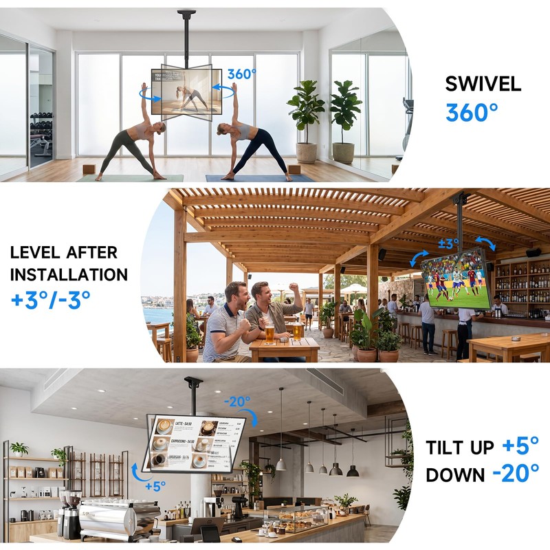 Rfiver Ceiling TV Mount for 32-70 inch TVs, Sloped Ceiling