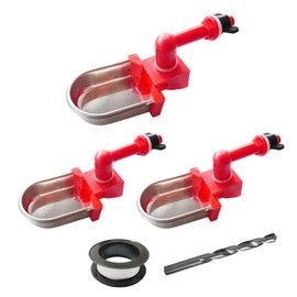 Metal Rabbit Chicken Water Cup Chicken Kettle DIY Rabbit Chicken Small Hamster Guinea Pig Rabbit (red, 3)