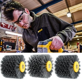 Sanding Brushes, Nylon Brush, 80/120/320 Grit Polishing Brush for Wood Processing, Grit Brush, Bristle Brushes for Satin Machine, Wire Drawing Wheel, Nylon Brushes (Grey, 80)