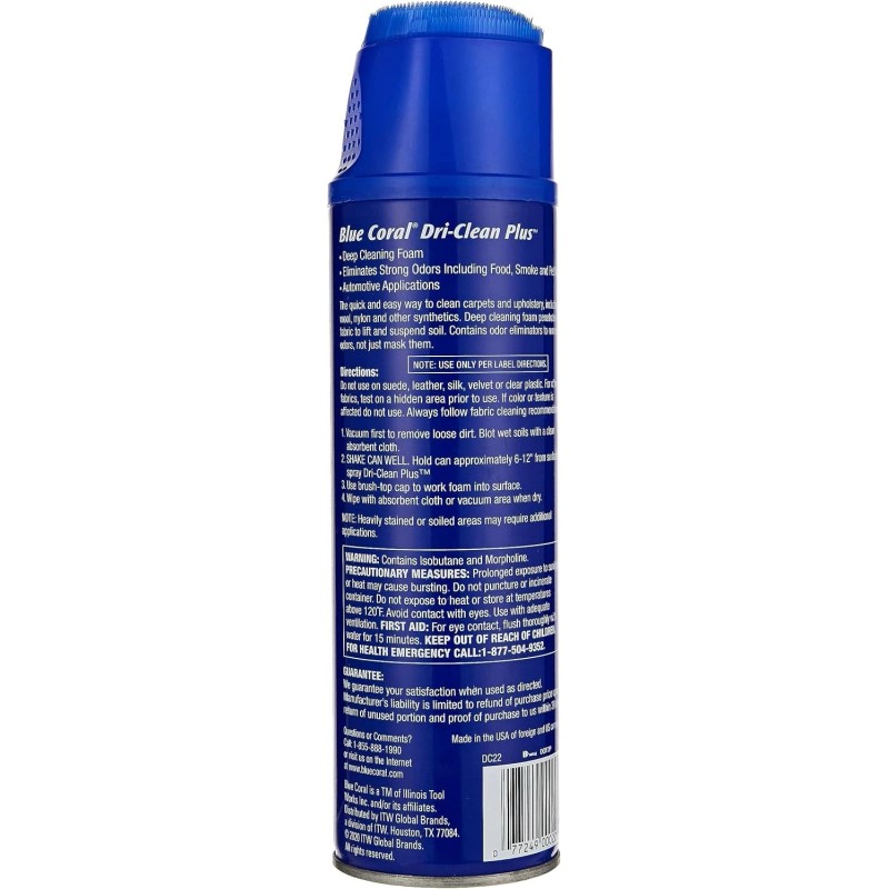 Blue Coral DC22 Upholstery Cleaner Dri-Clean plus with Odor Eliminator
