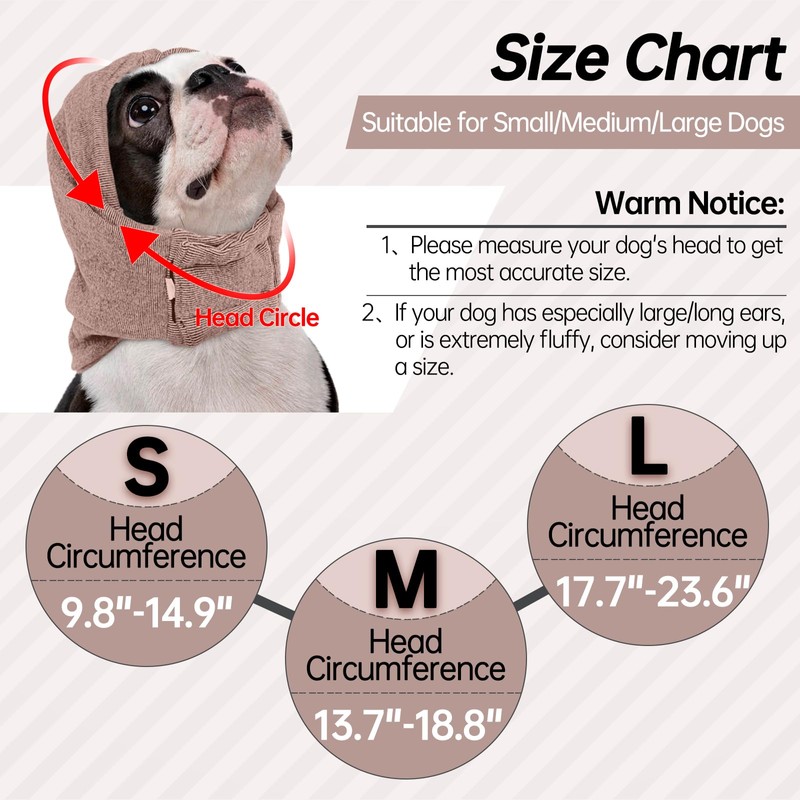 Lelepet Dog Snood, Dog Ear Muffs Noise Protection, Quiet Ears