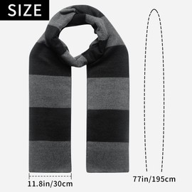 2025 Black and Gray Striped Mens Scarf Winter Soft Shawl Wrap Costume Accessories for Men Women