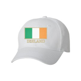 One Size White Baseball Ireland Flag with Classy Gold Trim Irish Pride Embroidered Dad Hat Structured Cap