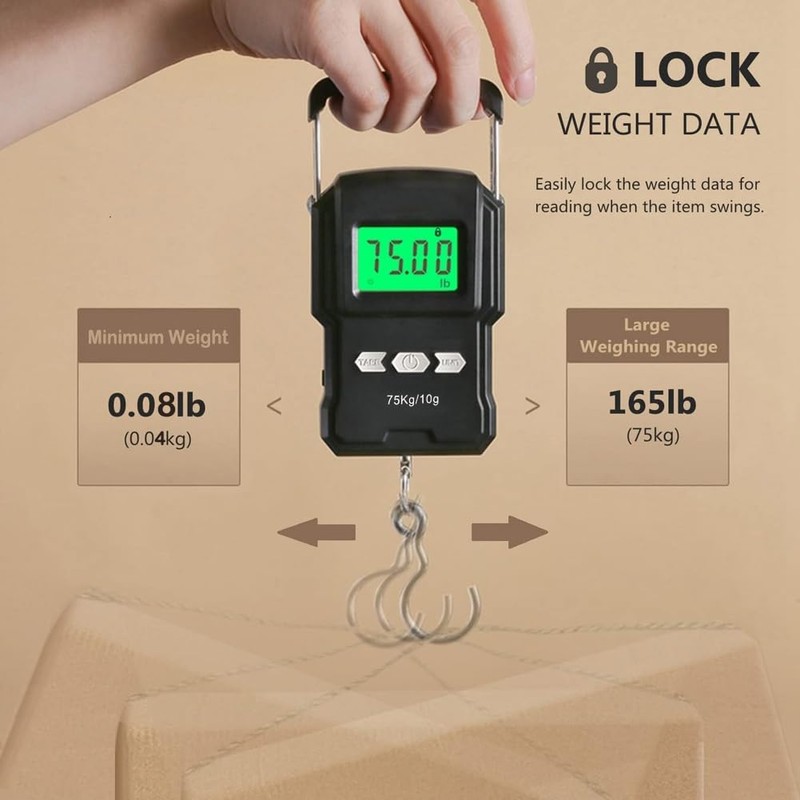 HANWELL 75kg/165lb Digital Luggage Scale for Travel, Portable Electronic Suitcase