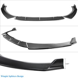 Rolling Gears Front Bumper Lip Spoiler Compatible with 2021-2024 Kia Optima K5 Front Lips, Carbon Fiber Hydro-Dipping Front Spoiler Bumper Body Kit