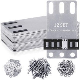 Hicarer 12 Pcs E Track Accessories Back Plate Set E Track Rail Mounting Heavy Duty Backing Plate with Installation Kit for Enclosed Trailer, Truck, Workshop