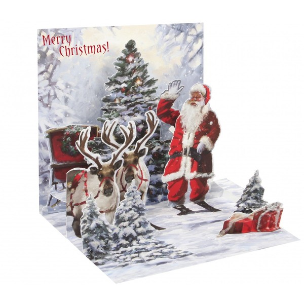 3D Jolly Santa Pop-Up Treasure Christmas Card