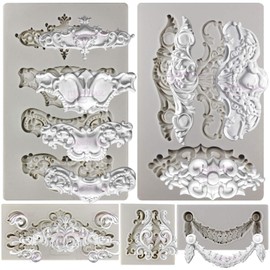 FUNSHOWCASE Royal Crown Baroque Style Ornament Silicone Molds 5-count Art Décor Filigree and Scrollworks