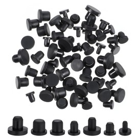 BOHUIZ 70 Pcs Silicone Rubber Hole Plug, 7 Sizes Silicone Plug Cap Plastic Hole Plugs, Black High Temp T-Type Hole Plug for Powder Coating Waterproof Sealing Plugs Pipe Holes Test Tube Plugs