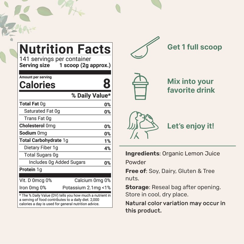 Micro Ingredients Organic Lemon Juice Powder 2 Pack | Cold-Pressed