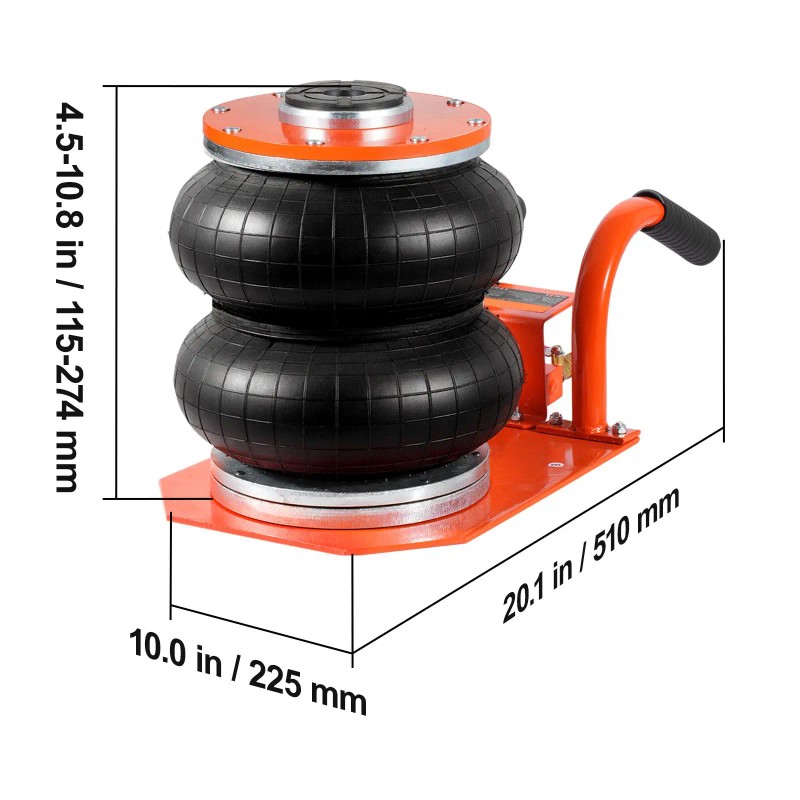 Compact 3 Ton/6600 Lbs Air Jack 3-8S Pneumatic Lifting 6