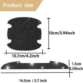 8Pcs Bling Rhinestone Car Door Handle Stickers Protector, Trim Auto Door Entry Guard Bling Stickers Car Accessories for Women and Men, Universal Car Accessories for All Cars (Black)