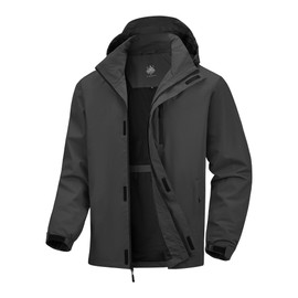 FYRVANTA Breathable Rain Jacket Men's Waterproof Raincoat Lightweight Packable Windbreaker with hood for Cycling Golf Hiking Gear（Grey-S）