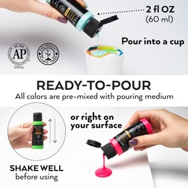 ARTEZA Acrylic Pouring Paint, 2 Ounces, Cerise Pink High Flow, No Mixing Needed, for Pouring on Canvas, Glass, Paper, Wood, Tile, & Stones