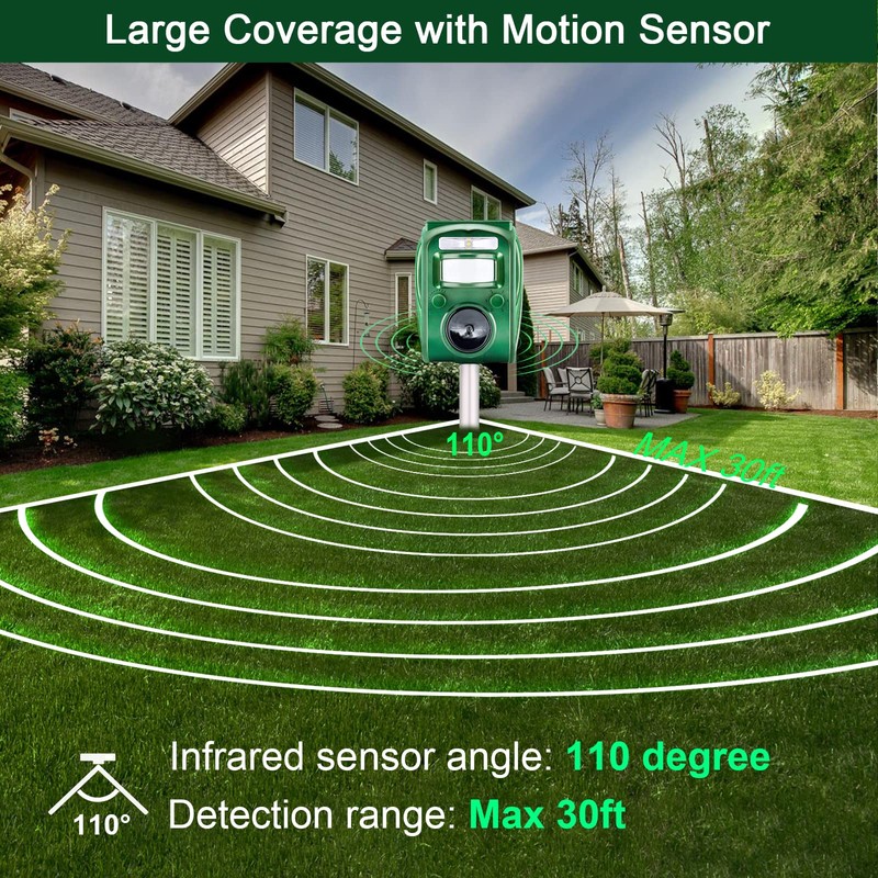 Ultrasonic Animal Repeller Outdoor Solar Animal Repellent with Motion Sensor