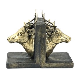 Bellaa 28731 Decorative Bookends Vintage Deer Elk Antlers Cottage Cabin Lodge Farmhouse Woodland Home Decor 8 Inch