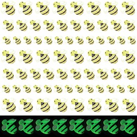 50PCS Bumble Bee Decor, Luminous Honey Bees for Crafts, Mini Resin Bees for Embellishments and Bee Decorations for Party