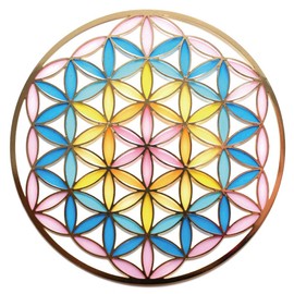 Flower of Life Stained Glass Style Ornament 80mm (non hole) Original Flower of Life Flower of Life Sacred Geometric Purification