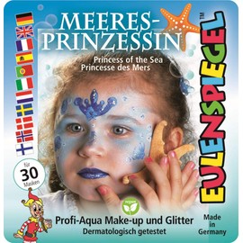 Eulenspiegel 204535 – Sea Princess Motif Set, 3 Colours, 1 Glitter, 1 Brush, 1 Set of Instructions (English language not guaranteed), for Approx. 30 Masks, Carnival, Theme Party