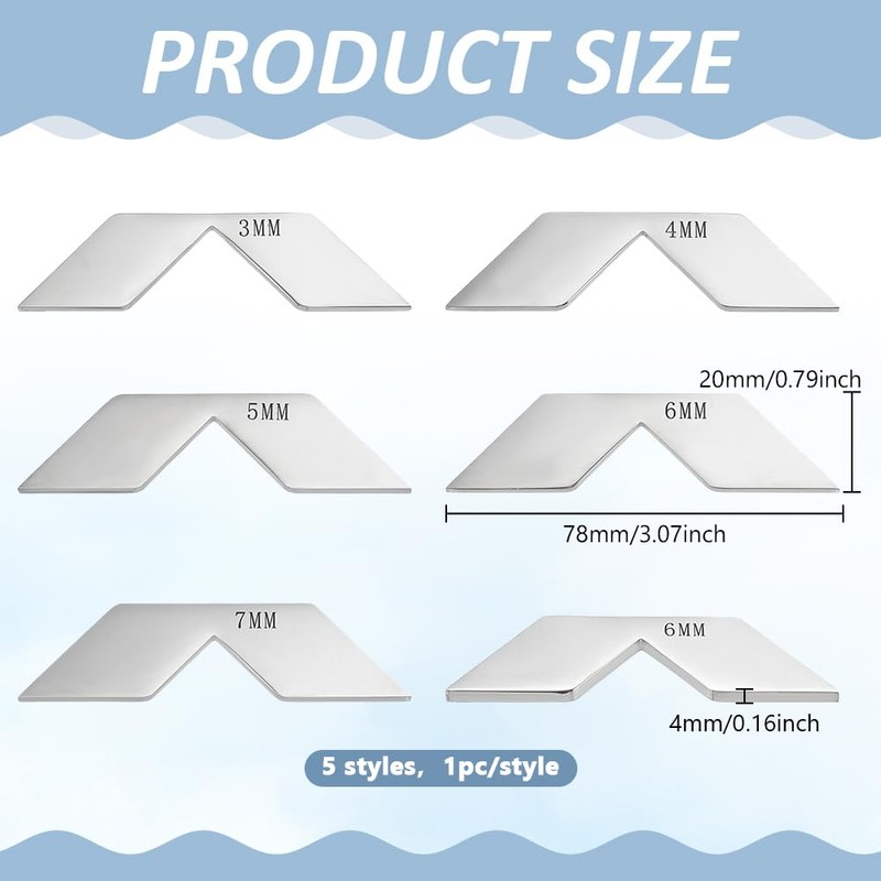 BENECREAT 5 Pieces 201 Stainless Steel Corner Miter Tool, 3/4/5/6/7mm